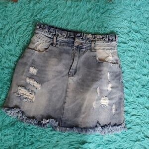 Hayden Distressed Demin Mini Skirt